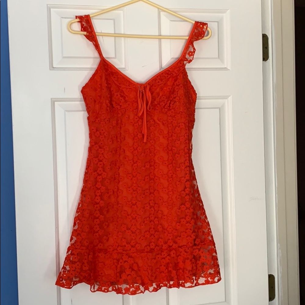 Lulus red/orange lace dress
